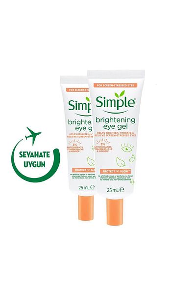 Simple Protect 'n' Glow Brightening Eye Cream Helping Reduce Dark Circles Vegan 25 Ml X2