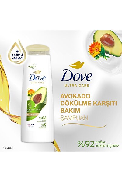 Dove Ultra Care Saç Bakım Şampuanı Dökülme Karşıtı Bakım Avokado 400 ml X2 Saç Bakım Kremi 350 ml