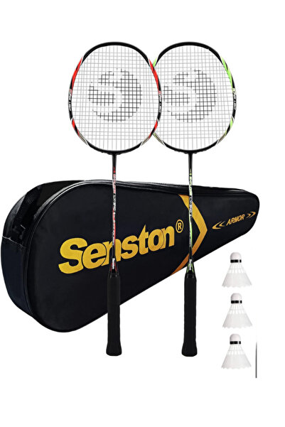 Janissary 2 Adet  Lüx Profesyonel Badminton Raketi Deluxe Çantası Seti + 3 Ad...