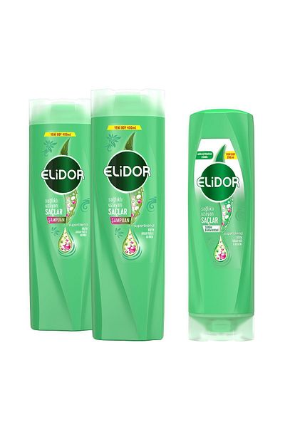 Elidor Superblend Hair Care Shampoo - Healthy Growing Hair, 400 ml x2 Serum Care Cream, 350 ml