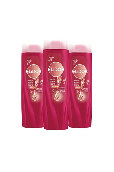 Elidor Brazilian Keratin Hydrolyzed - Marula Oil Vitamin E 400ml X3 Shampoo Therapy