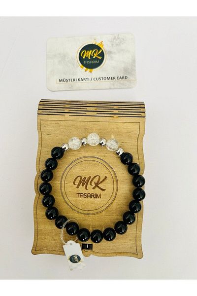 MK tasarım REAL OBSIDIAN- NECEF STONE BRACELET MK.003.026