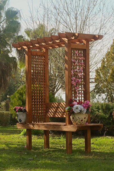 MANDU Ahşap Bahçe Giriş Kapısı Ve Sarmaşık Bank