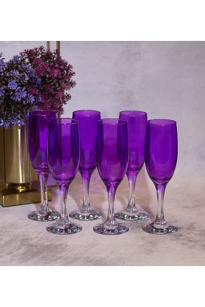 sudeka 190cc Colored Coffee Glass Set - 6 Pieces