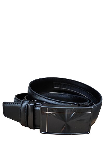 Kemer Dünyası Otomatik Tokalı Deliksiz Siyah Deri Erkek Kemeri