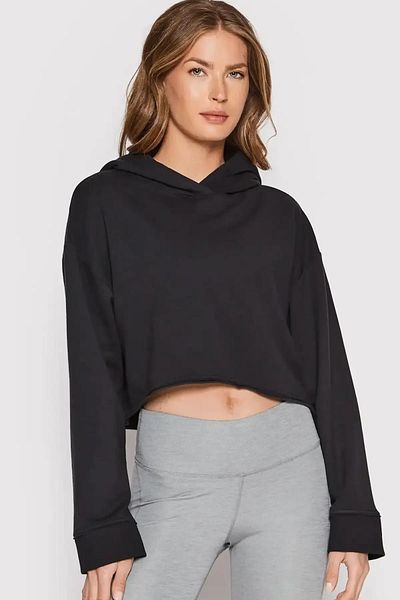 Nike Hanorac pentru femei Yoga Luxe Cropped Training Loose Cut Black Crop