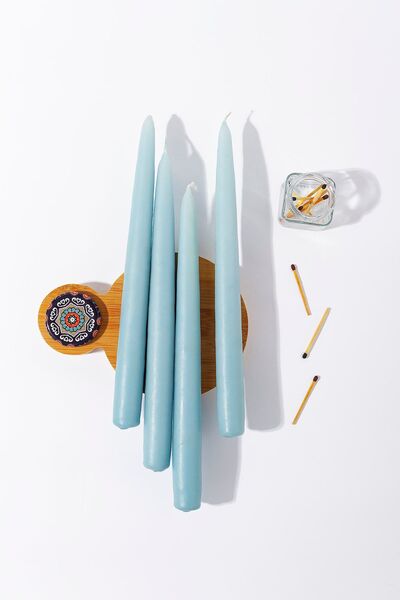 Gizemli Home 4 Lü Turkuaz Şamdan Mumu