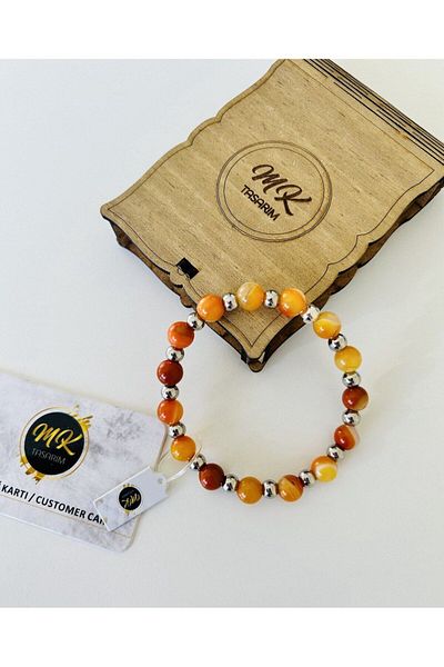MK tasarım Real Orange Agate Stone Bracelet Mk.016.010