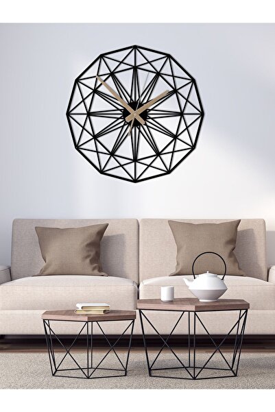 Decorative Modern Silent Black Metal Wall Clock 60x60cm [2303-60x60]