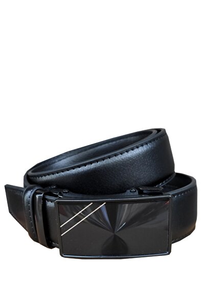 Kemer Dünyası Otomatik Tokalı Deliksiz Siyah Deri Erkek Kemeri