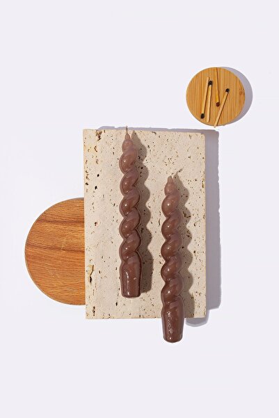 Gizemli Home 2 Li Italyan Burgulu Açık Vizon Şamdan Mumu