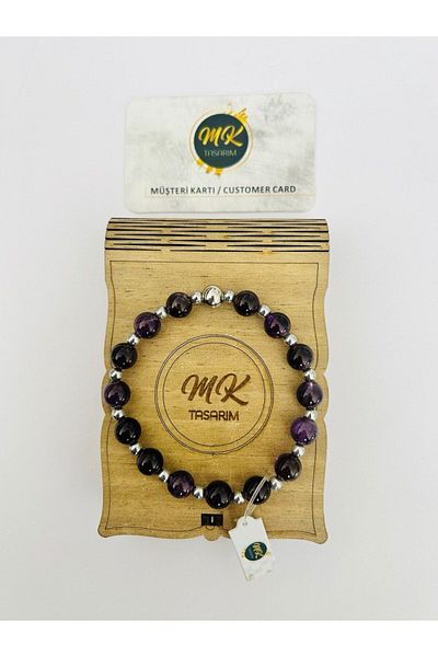 MK tasarım Real Amethyst Stone Bracelet (FLOUR SMALL STONES GET HEMATHITE) Mk.020.012