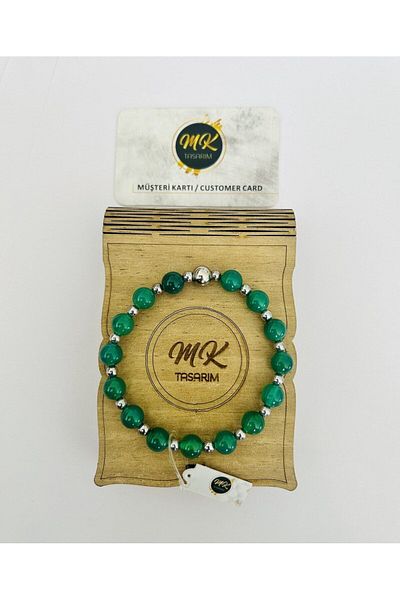 MK tasarım Real Green Agate Stone Bracelet (FLOOR SMALL STONES GET HEMATHITE) Mk.020.010