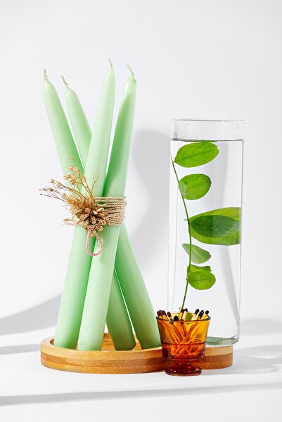 Gizemli Home Açık Mint Yeşili Şamdan Mumu 4 Adet