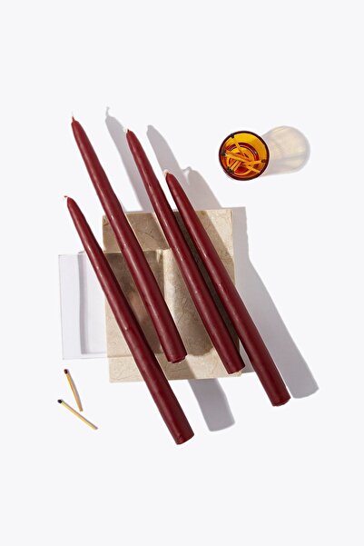 Gizemli Home 4 Lü Bordo Şamdan Mumu