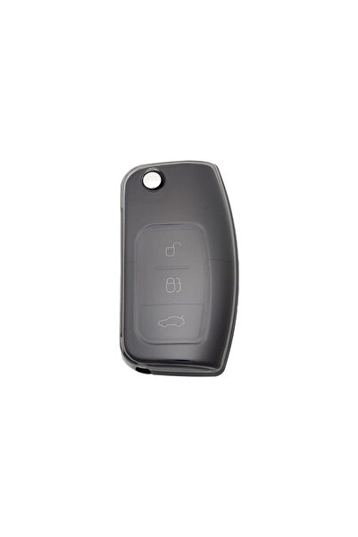 GMA KEYS Lux pentru Ford Focus Fiesta Mondeo Cmax Courier 3 butoane Antracit Husa protectie transparenta pentru chei