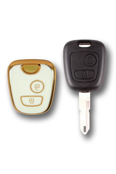 GMA KEYS Luxury Peugeot 106 206 307 Partner Citroen C1 C3 Berlingo Nano Key Case White Gold Gold Color