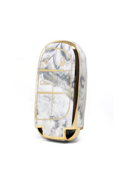 GMA KEYS Luxury Fiat Egea Cross 500 Jeep Smart 3 Button Marble Patterned Nano Protection Key Case