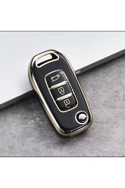 GMA KEYS Luxury Renault Express 3 Button Switchblade Nano Key Case Black Gold Gold Color 1st Quality