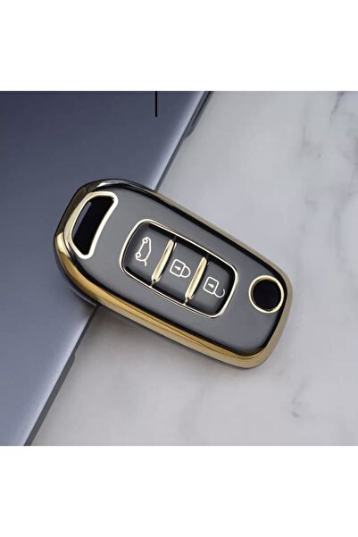 GMA KEYS Carcasa Cheie Nano Pliabilă Lux Renault Taliant 3 Butoane Negru Aur Auriu Calitate 1