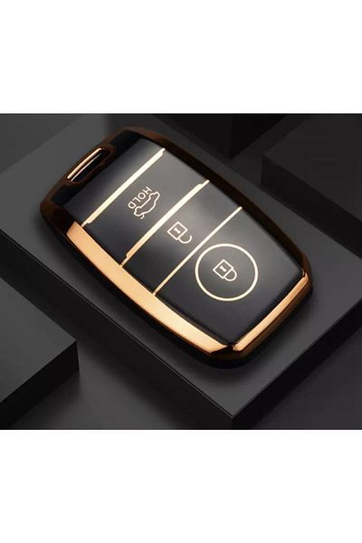 GMA KEYS Luxury Kia Rio Ceed Soul Sportage Sorento Picanto 3 Button Non-Wax Nano Key Case Black Gold Color