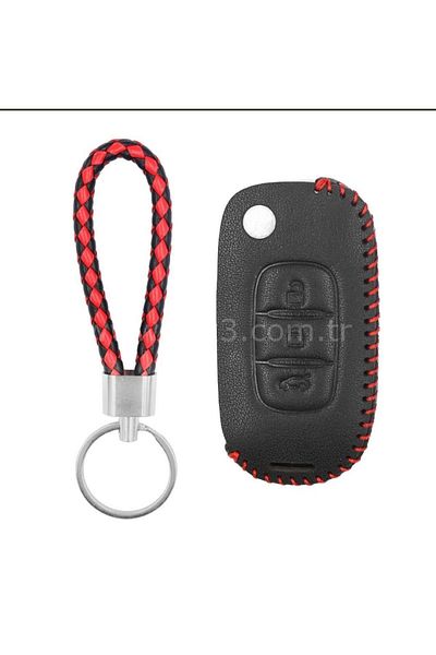 GMA KEYS Luxury Renault Megane 4 Joy - Clio 5 Captur And Koleos 3 Button Switchboard Leather Key Protection Case