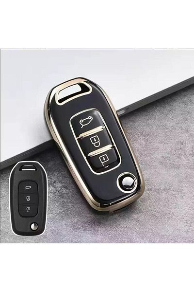 GMA KEYS Luxury Renault Express 3 Button Switchblade Nano Key Case Black Gold Gold Color 1st Quality