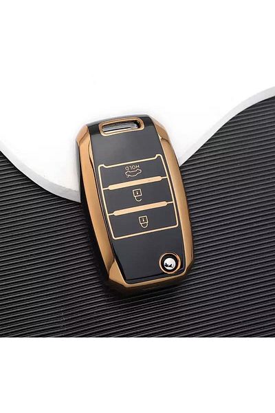GMA KEYS Luxury Kia Sorento Sportage Picanto Cerato Soul Rio Ceed 3 button Switchblade Case Black Gold Color