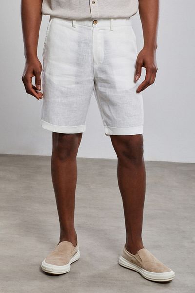 Dear Deer White Linen Viscose Shorts
