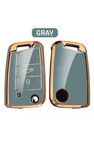 GMA KEYS Lux pentru Seat Leon Fr Ibiza Arona Tarraco Husa de protectie Nano Key de lux Gri Aur Aur Culoare