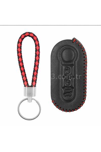 GMA KEYS Luxury Fiat Doblo Ducato 500L 3 Push Button Key Switch Leather Key Case Knit Keychain 1Quality