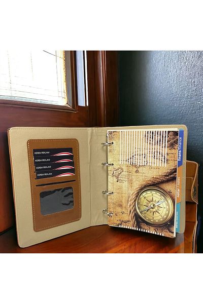 Kerem ofis Infinity Model Organizer Thermo Leather - Luxury Undated Timeless Notebook with Card Holder Compartment Mechanism