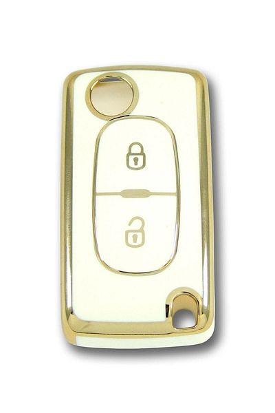 GMA KEYS Citroen C3 Peugeot 307 Carcasă pentru controler cu cheie automată albă cu 2 butoane