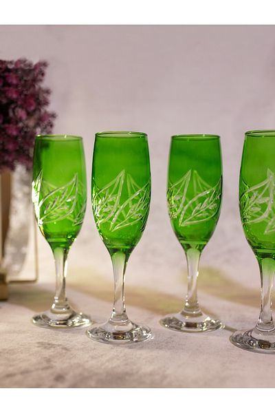 sudeka 190cc Colorful Crystal Cut Cup and Goblet Set - 6 Pieces