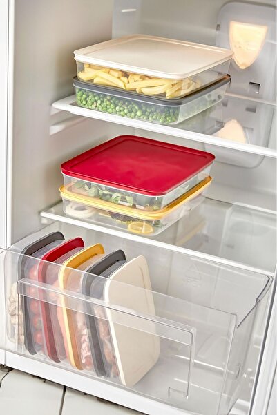 Mutfak Köşesi 8-Piece White Refrigerator Organizer - Microwave and Freezer Storage Container, 4 X 2600 ml and 4 X 1300 ml