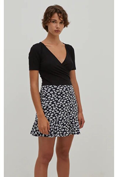 Rooted Kadın V Yaka Crop Fitilli Kaşkorse bluz