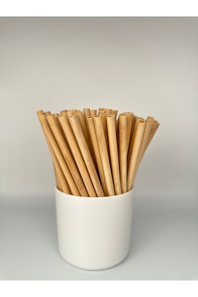 Pars 100% Natural Bamboo Straws 20 Cm 25 Pieces-Environmentally Friendly Natural Straws