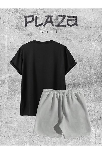 Plaza Butik Lightning Patterned T-Shirt and Shorts Set