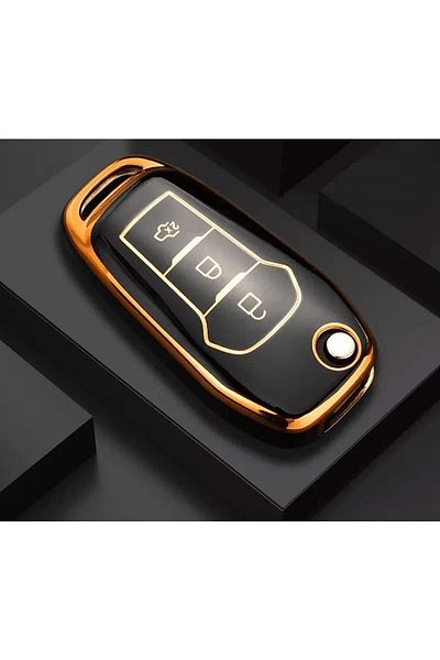GMA KEYS Luxury Ford Fiesta Ecosport Focus 4 Mondeo Ranger 3 Push Button Switch Nano Key Case Black Gold Color