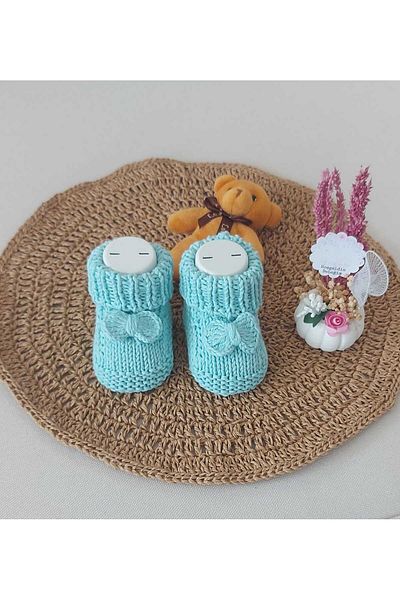 BEGİN 0-6 Months Water Green Newborn Baby Dress - Bows and Bows Bornumu Ani Panduf Booties