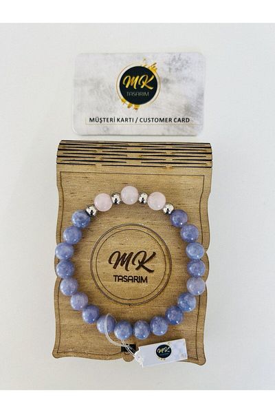 MK tasarım REAL PURPLE QUARTZ - PINK QUARTZ STONE BRACELET| IN SPECIAL BOX| CUSTOMER WITH CARD MK.004.002-1