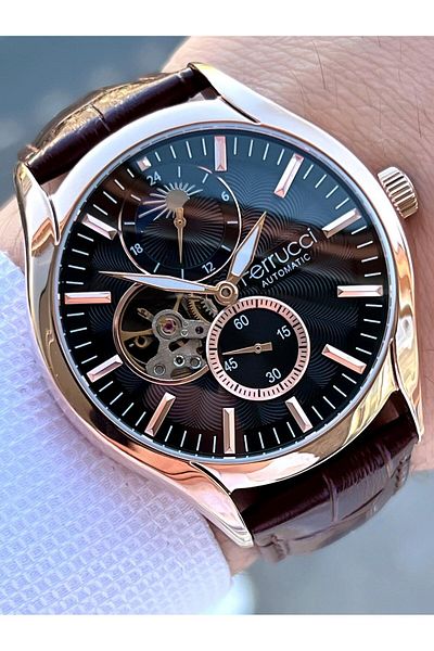 Ferrucci Men's Wristwatch - Automatic Moon/Sun Dial, 30 Mt Water Resistant