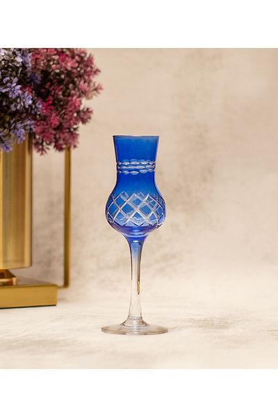 sudeka 6 Pieces Colorful Crystal Cut - Coffee Side Glass Set