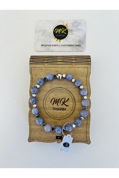 MK tasarım Real Purple Quartz - Hematite Stone Bracelet (WIDE SMALL STONES GET HEMATITE) Mk.020.003
