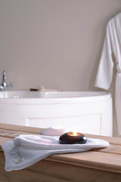 Stella Belli Білий набір з 2 предметів - бавовняна масажна рукавичка, рукавичка для очищення обличчя та тіла, рукавичка з гумкою та рушник-мішечок