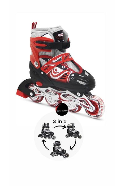 TOPROCKSTORE Lighted Kids Roller Skates Silicone Adjustable Wheel Metal Body with Numbers