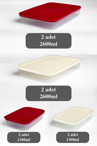 Mutfak Köşesi 8-Piece Mix Refrigerator Organizer - Microwave and Freezer Storage Container, 4 X 2600 ml and 4 X 1300 ml