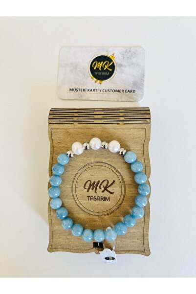 MK tasarım GERÇEK MAVİ KUVARS İNCİ BİLEKLİK | MK TASARIM ÖZEL KUTUSUNDA | MÜŞ...
