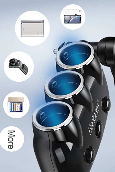 Fogy 120W Dijital Voltaj Göstergeli 3 Adet Çakmaklık ve 2 Adet Usb Çıkışlı PD Hızlı Araç Şarj