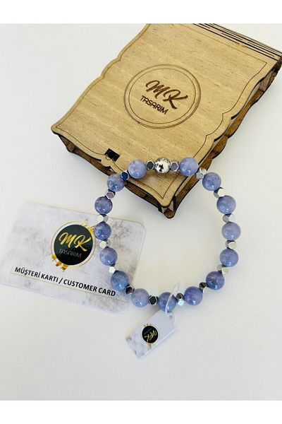 MK tasarım Real Purple Quartz - Hematite Stone Bracelet (WIDE SMALL STONES GET HEMATITE) Mk.020.003